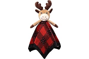 Moose Baby Lovey Security Blanket - Unisex Baby Snuggly Buffalo Plaid Plush Toy