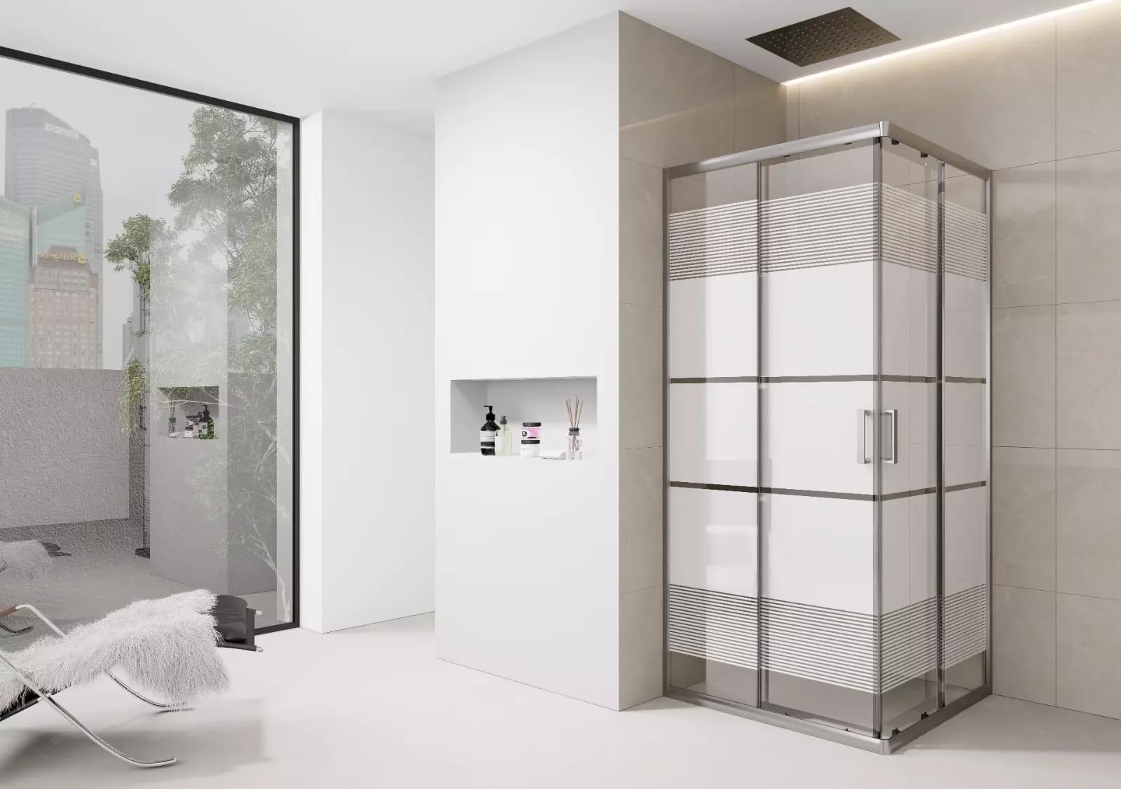D Pro T White 800Mm Corner Shower Enclosure Screen Print Walk In Cubicle Sliding Door Entry Shower Tray And Riser Kit Options (800Mm X 800Mm Shower Enclosure)