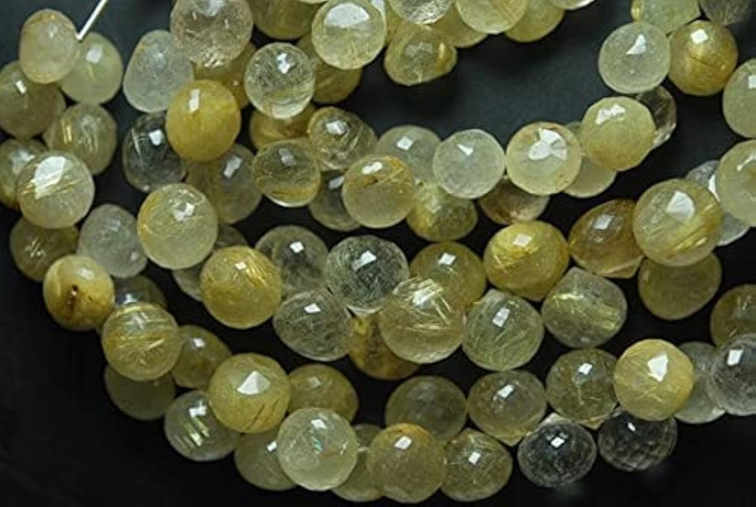 Rutilated Faceted Onion or de 12mm : perles de luxe pour création de bijoux d'exception