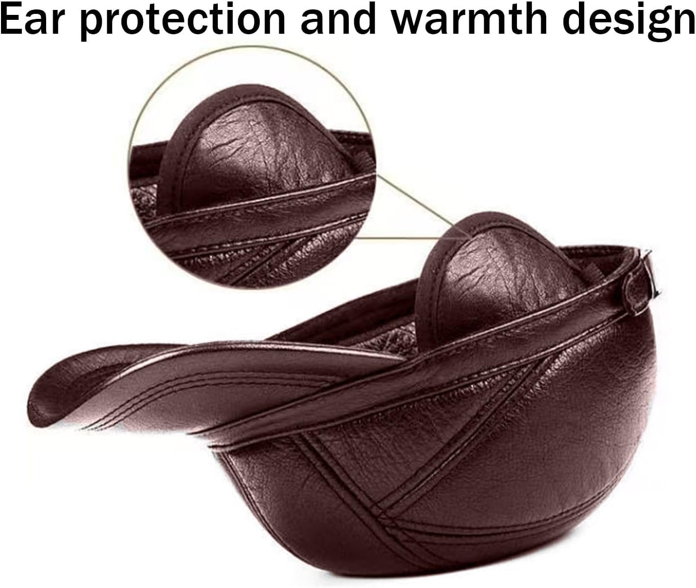 acdiac Men Cowhide hat Winter Warm Outdoor Protect Ear Real Leather Adjustable Baseball Cap