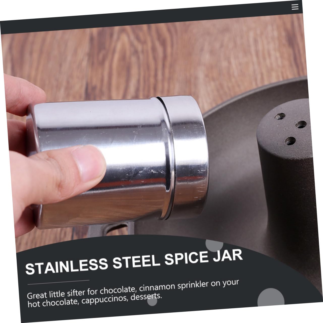 Unomor Sturdy Seasoning Container 2pcs Stainless Steel Flour Sifter for Cocoa Matcha Coffee Easy to Use Healthy