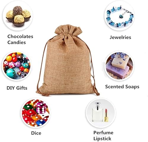 Miniatura 3 de KUPOO 30 bolsas de regalo de arpillera para boda, bolsas de yute de arpillera, bolsas de joyería de lino con cordón para bodas, manualidades y