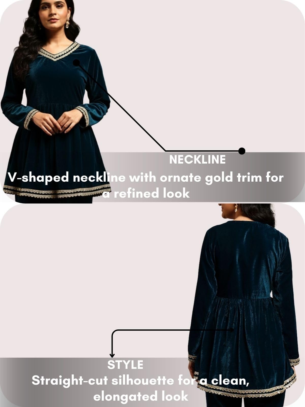 Leriya Fashion set curti da donna in velluto corto kurti per le donne set coord per le donne elegante etnico abbigliamento da ufficio e look casual set curta set per le donne