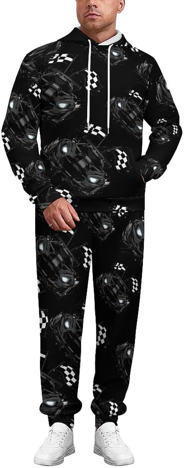 State of Indiana Racecar Men's Hooded Set Casual 2 Pieces Suits Pullover Tracksuit Hoodies And Sweatpants