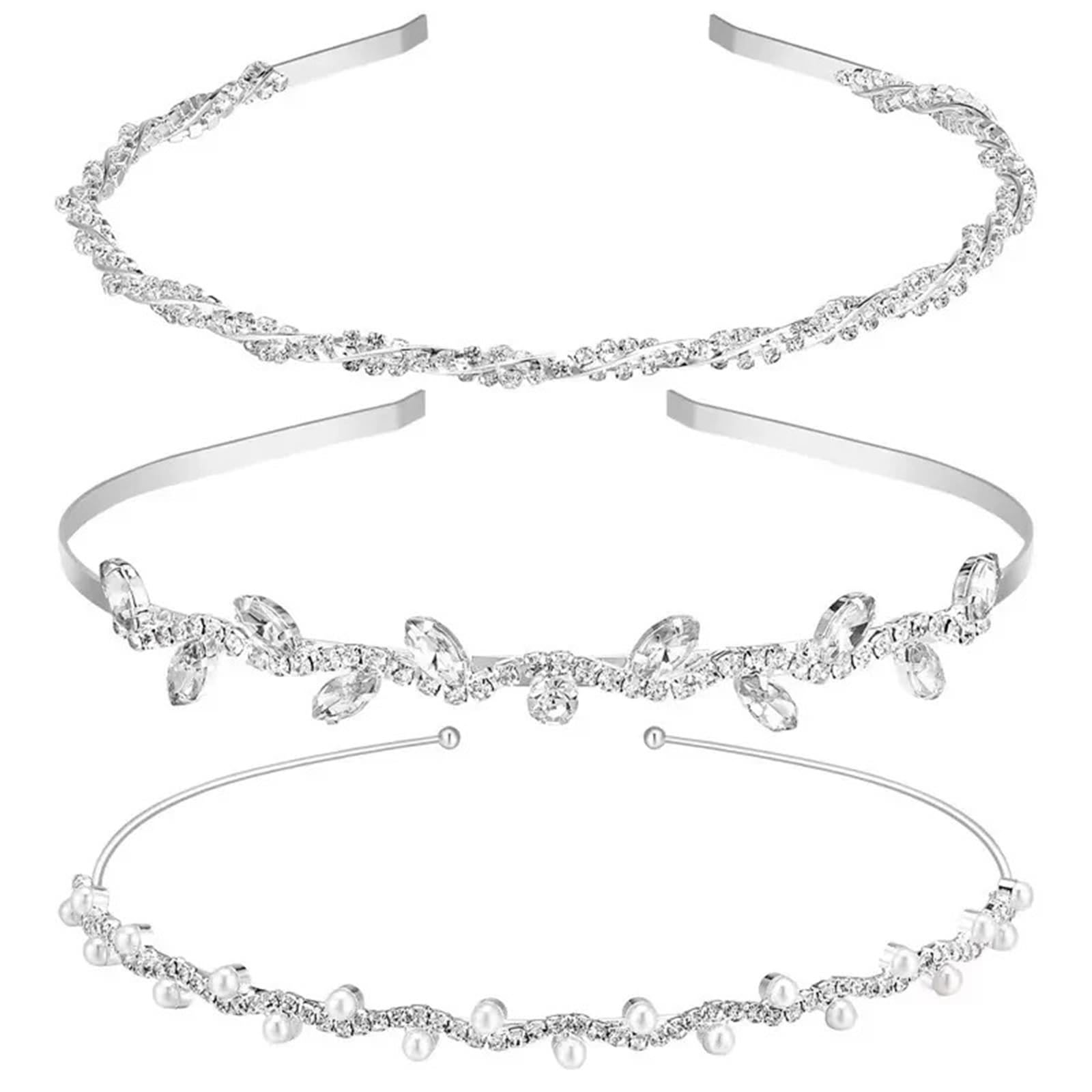 Diademas de metal de doble capa Accesorios for el cabello de novia con perlas diamantes imitación
