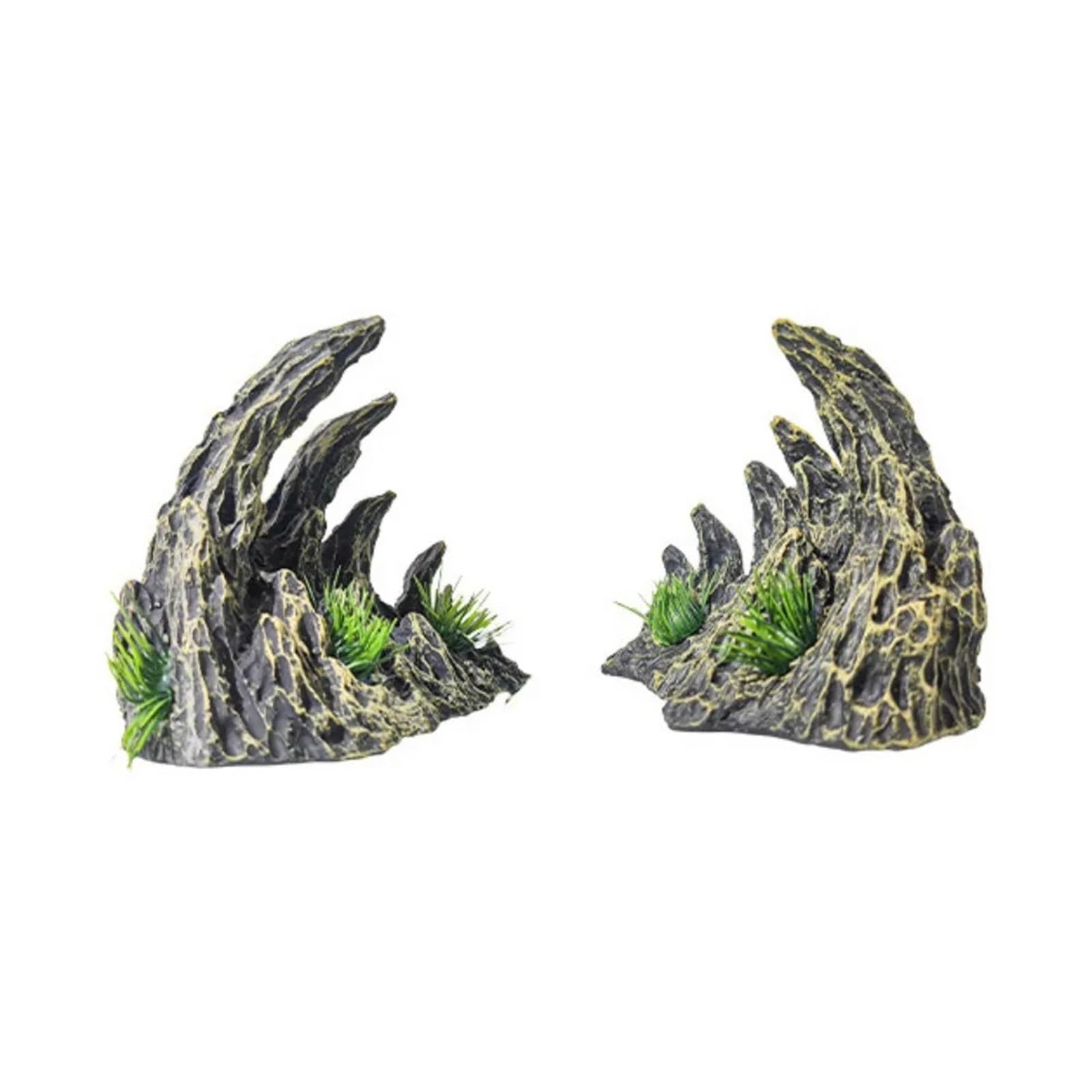 QuxetlRyz Aquarium Tunnel Decoration 2pcs/set Decorative Simulated Ravine Ornament Lifelike Rockery Fish Hiding Cave Shelter Resin Stone Ornaments Aquarium(L)