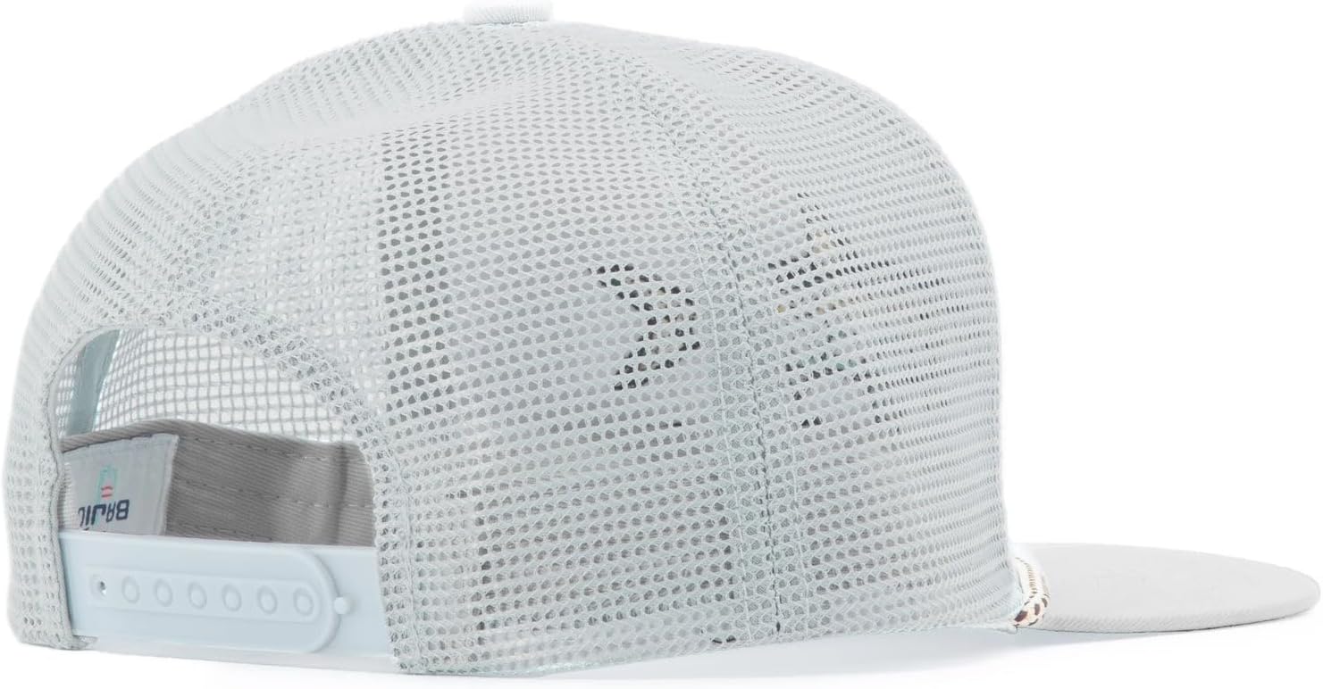 Bajío Flat Brim Fishing Hat – Marine Art Snapback Trucker Cap with Embroidered Ocean Design, Breathable and Coastal-Ready