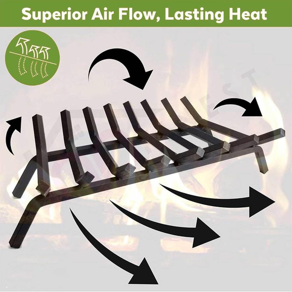 33" Fireplace Log Grate Heavy Duty Cast Iron Firewood Holder, V-Shape Fireplace Wood Burning Rack for Indoor Fireplace and Outdoor Fire Pit, Fireplace Accessories Log Holder