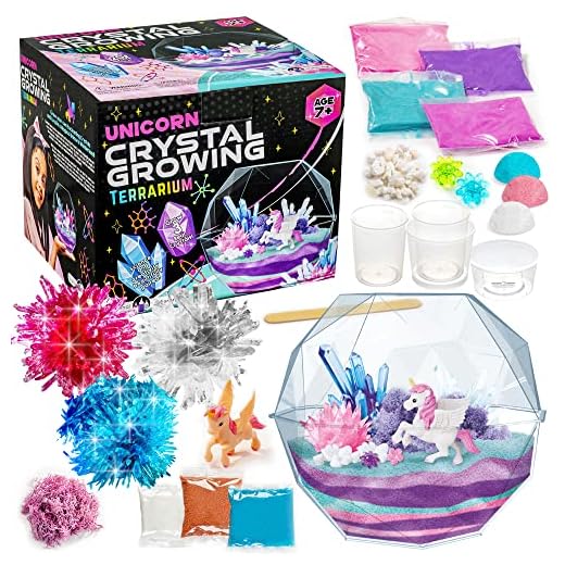 Original Stationery Grow Your Own Crystal Unicorn Terrarium Kit, Laboratorio de Cristales, Kit de Cultivo de Cristales con 3 Cristales Reales para Crear en tu Terrario Regalos Niños