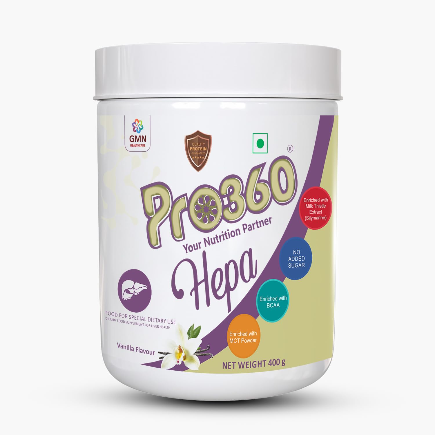 Pro360 Hepa Liver Care Protein Supplement – Complete Liver Supplements for Health| Formula Enriched with Silymarin, MCT & BCAA – Vanilla – 400g