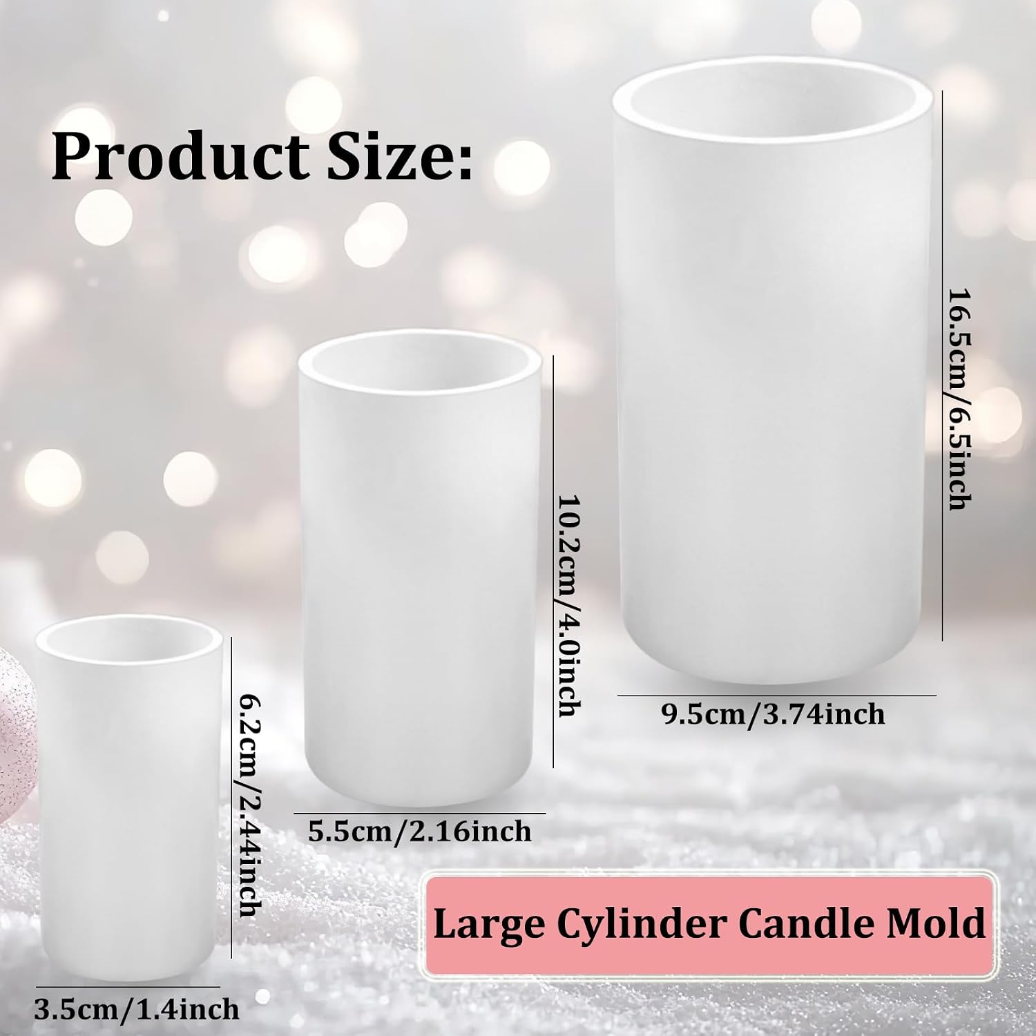 Large Cylinder Mold for Candle Making, 3 Packs Cylinder Silicone Candle Mold Large Pillar Epoxy Resin Casting Mold for Wax Candle Resin Craft Making