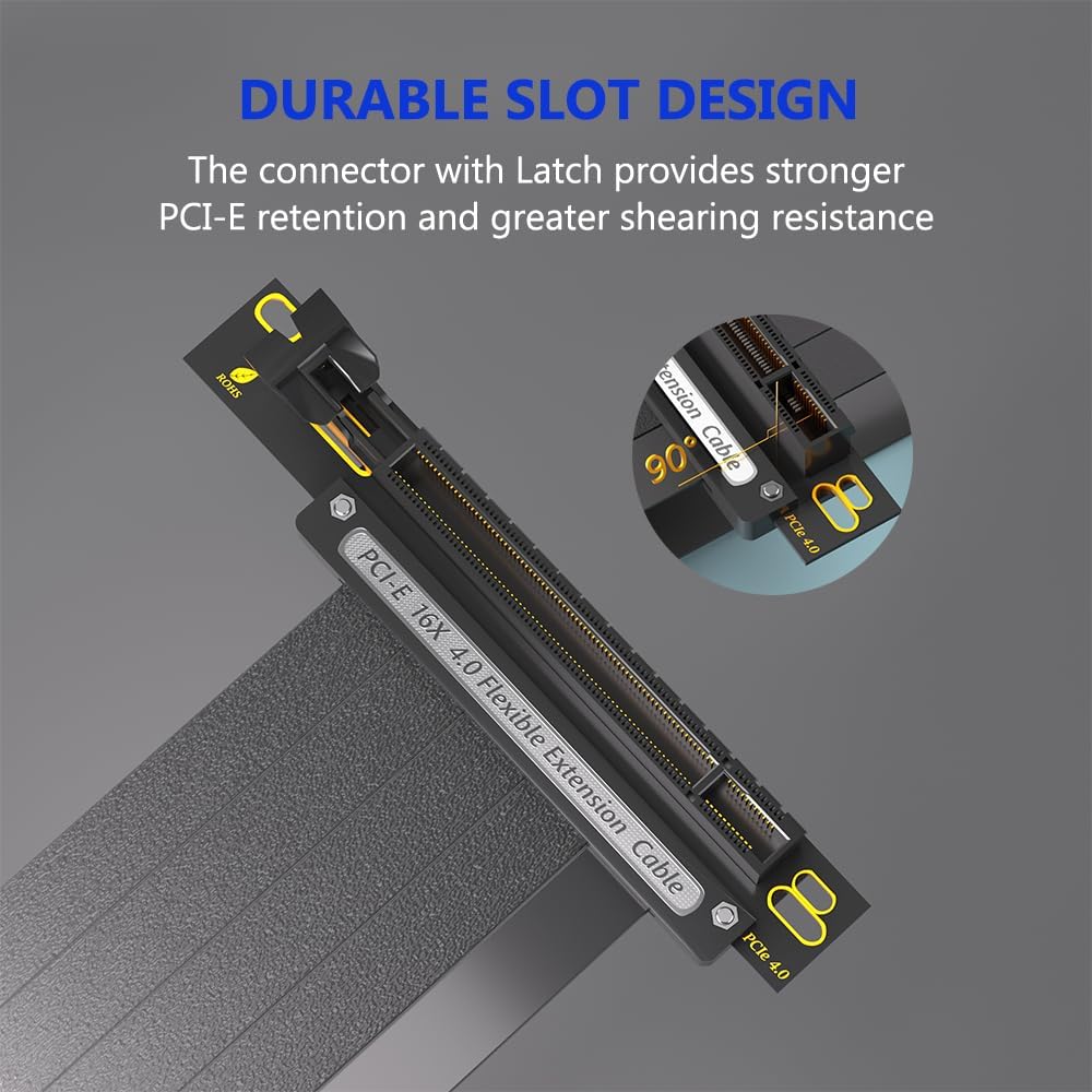 PCIE 4.0 Extension Cable, Black 16x Shielded High Speed GPU Riser Cable with PCI Express Port for GPU Extension Card,