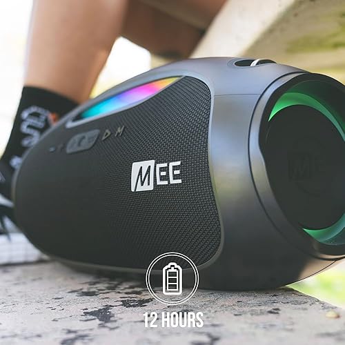 Miniatura 10 de MEE Audio PartySPKR - Altavoz inalámbrico Bluetooth, potente sonido estéreo RMS de 60 W, 2 subwoofers, iluminación LED dinámica, modo de fiesta