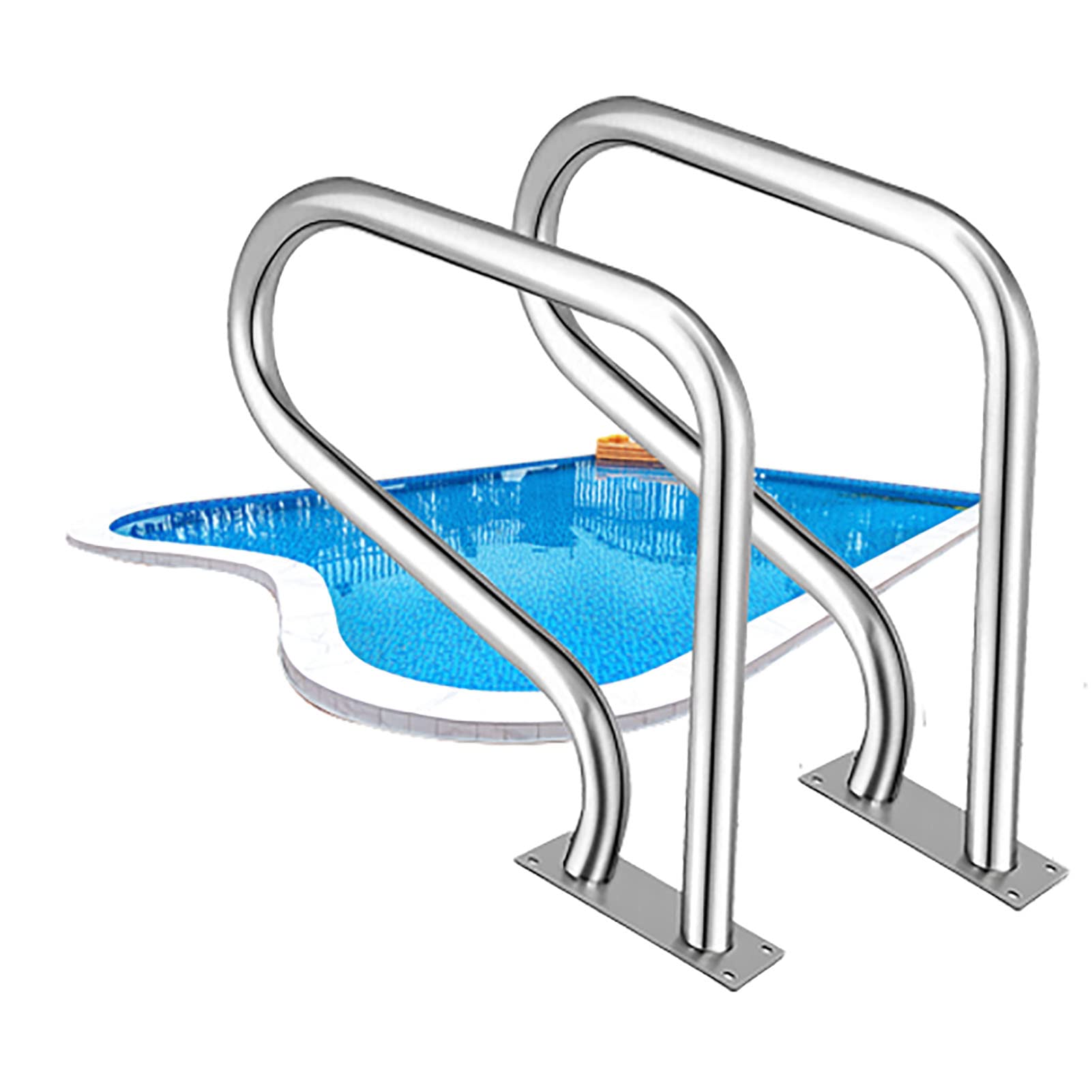 Main courante de piscine antidérapante en inox pour escalier et entrée inclinée
