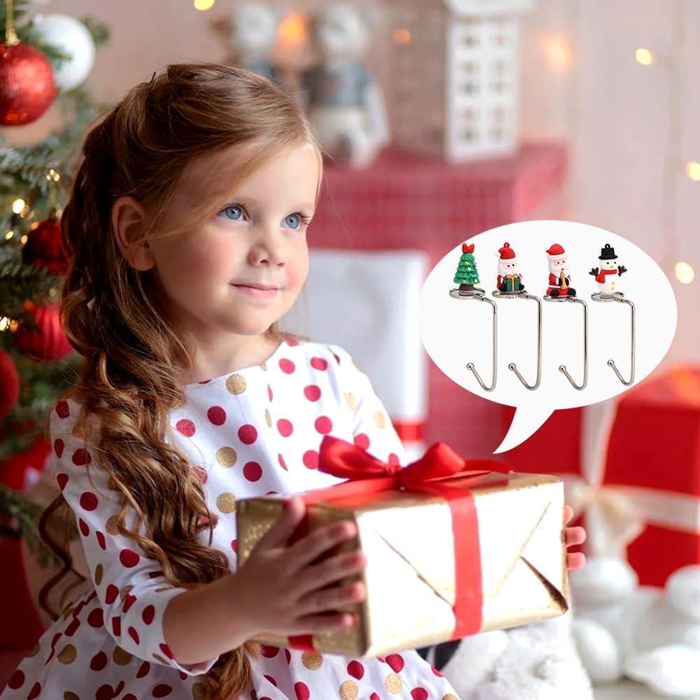 Portacalze Di Natale Photect - 4 Pezzi, Rotondi, In Metallo Dorato, Per Camino, Ganci Resistenti Per Decorazioni Festive