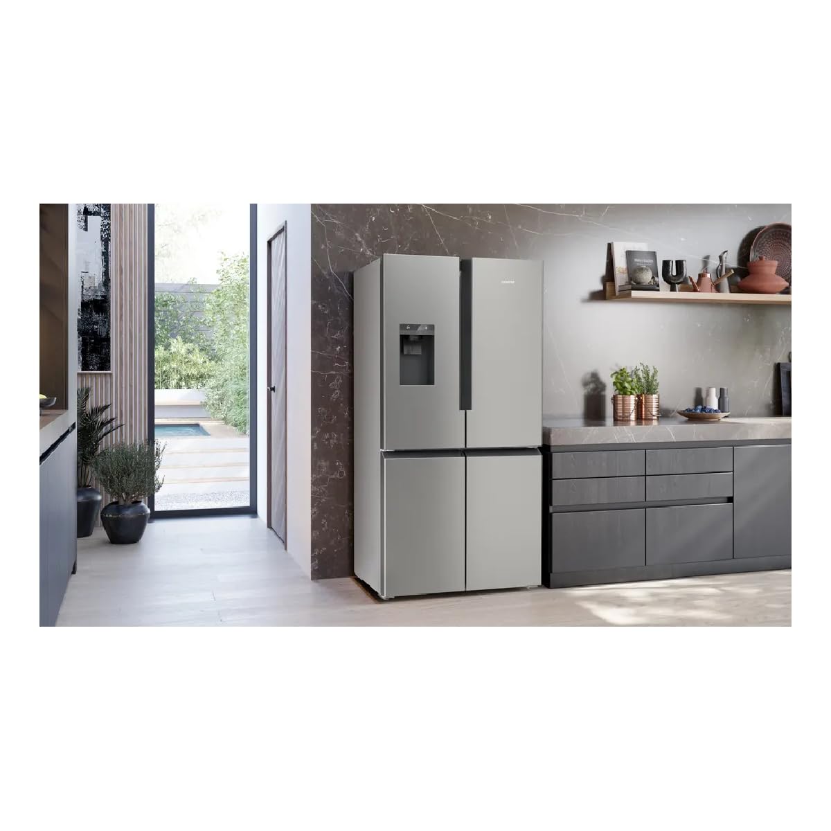 SIEMENS KF96DPPEA iQ700 - Frigorifero congelatore, 183 x 90,5 cm, raffreddamento da 574 l e congelatore da 199 l, noFrost, hyperFresh 0 gradi, luce LED, pannello posteriore in vetro illuminato con