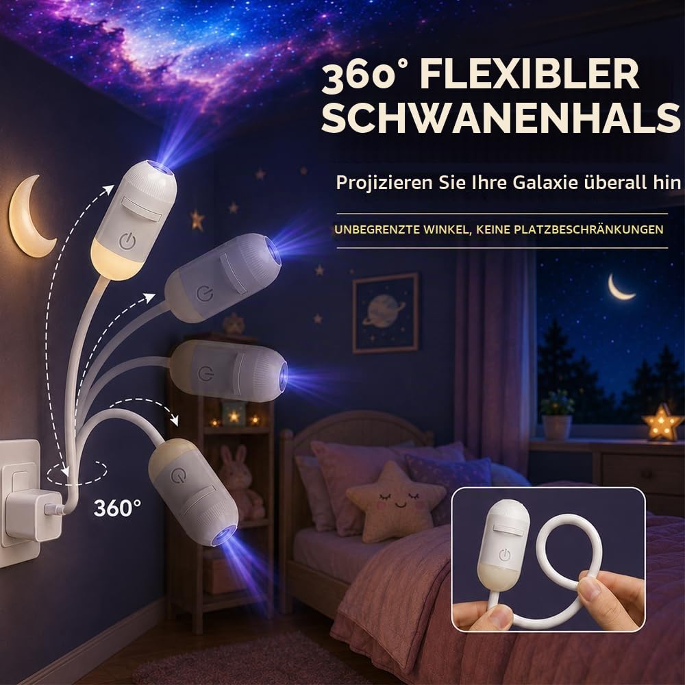 2 in 1 Galaxy Projector Night Light, LED Projektor Sternenhimmel mit 12 Folien, 360° Adjustable Sternenhimmel Projektor Erwachsene für Wohnzimmer, Schlafzimmer, Autos