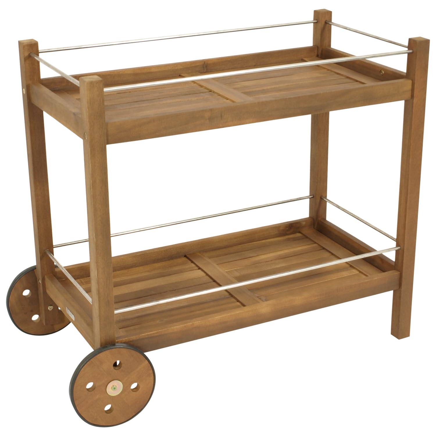 DEGAMO Barwagen Servierwagen Cape TOWN92x84x83cm, Zwei Ebenen, Holz Akazie braun geölt, Outdoor