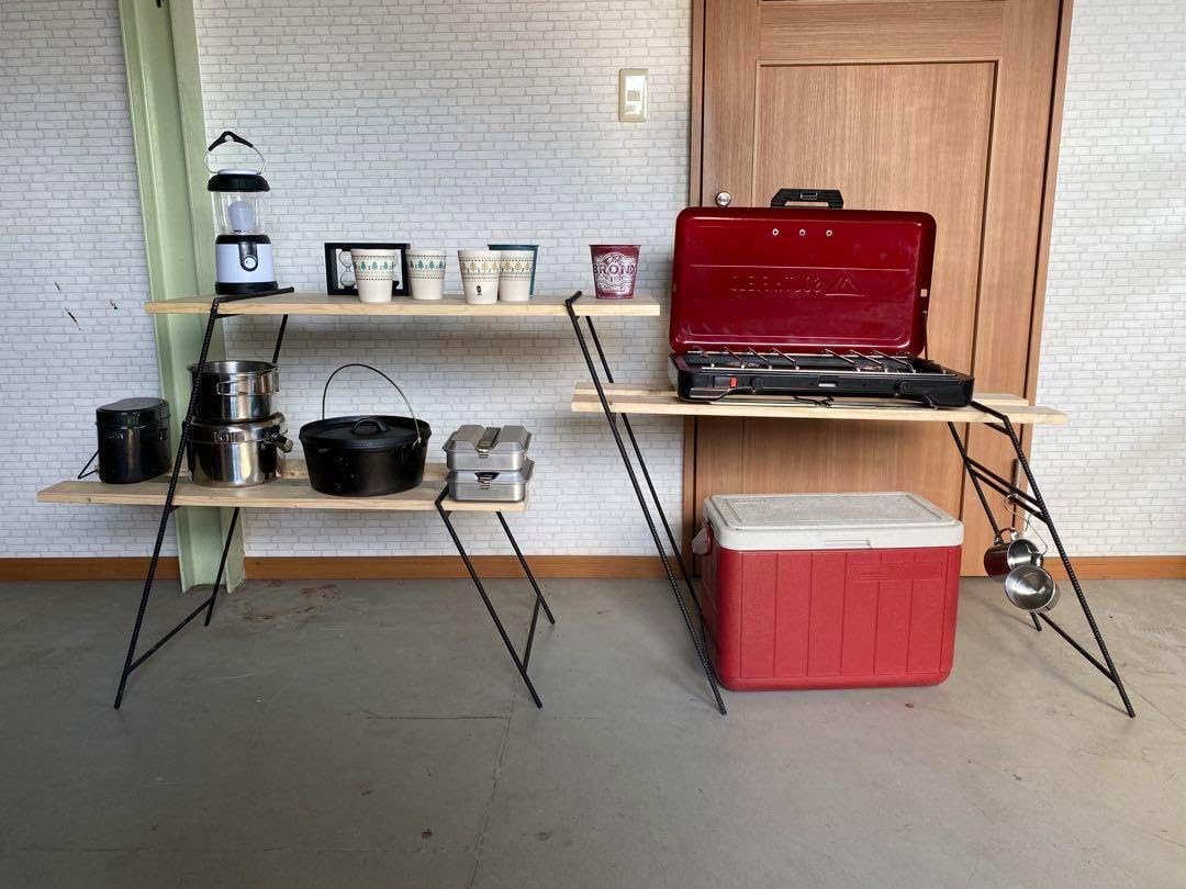 檜無垢材　太板　タフまる対応アウトドアテーブル　キャンプテーブル　アイアンレッグ 檜無垢材 細板 タフまる対応アイアンテーブル アイアンレッグ