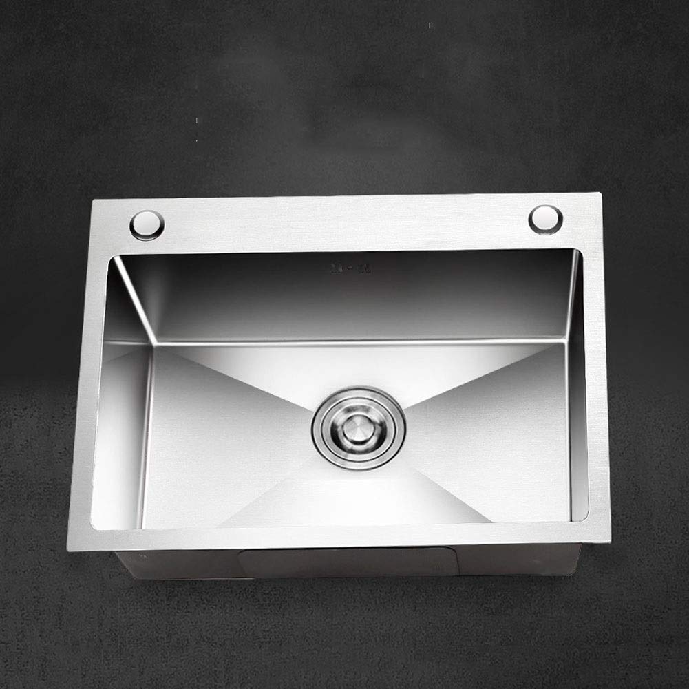 Juego de Fregadero de Acero Inoxidable, Fregadero Individual para Cocina con Kit Completo de fontanería, desagüe y escurridor para instalación empotrada (Tamaño: 68x45cm)