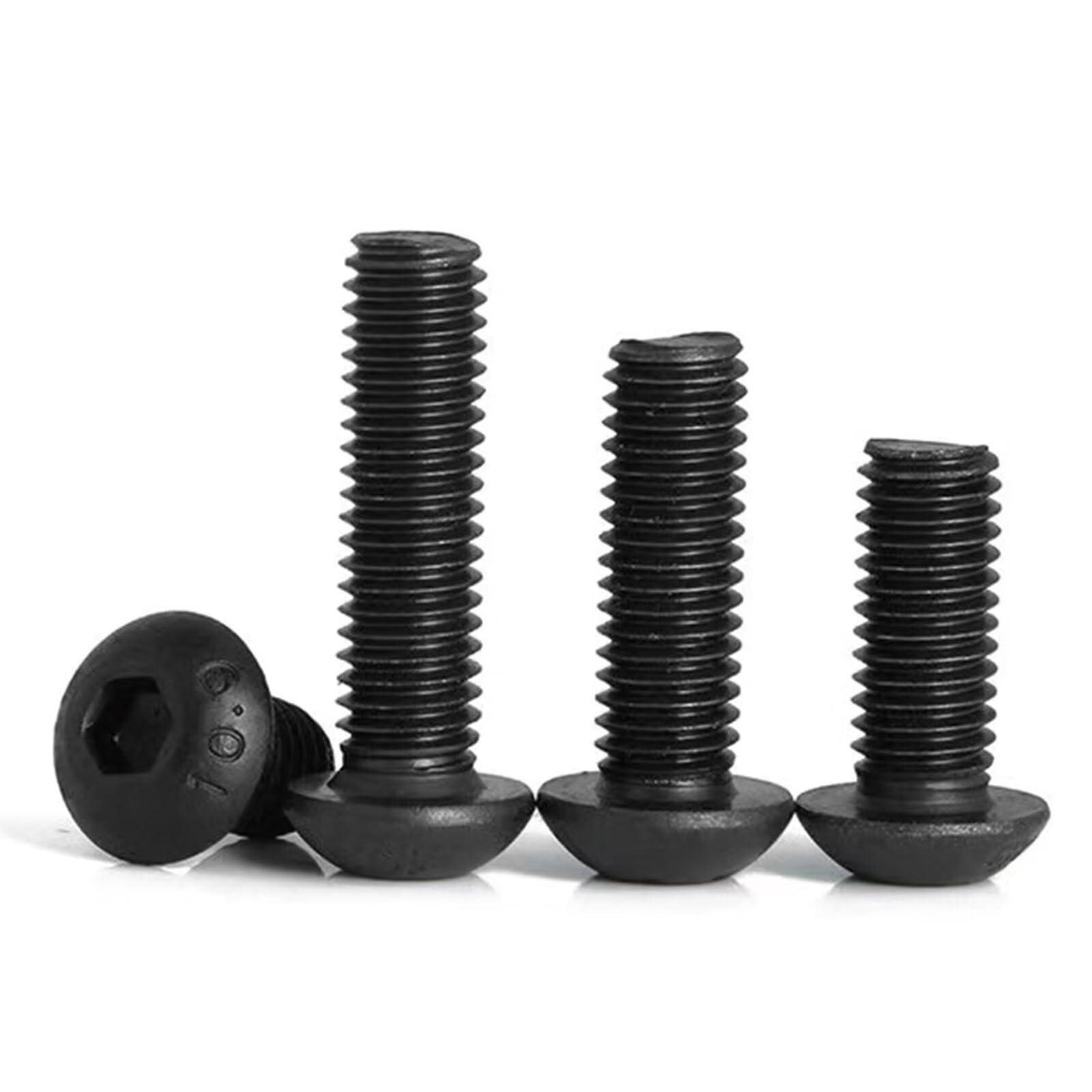 M4-0.7 x 20mm Button Head Socket Cap Screws, 10.9 Grade Alloy Steel, Allen Socket Drive, Black Oxide Finish, Full Thread Quantity 50