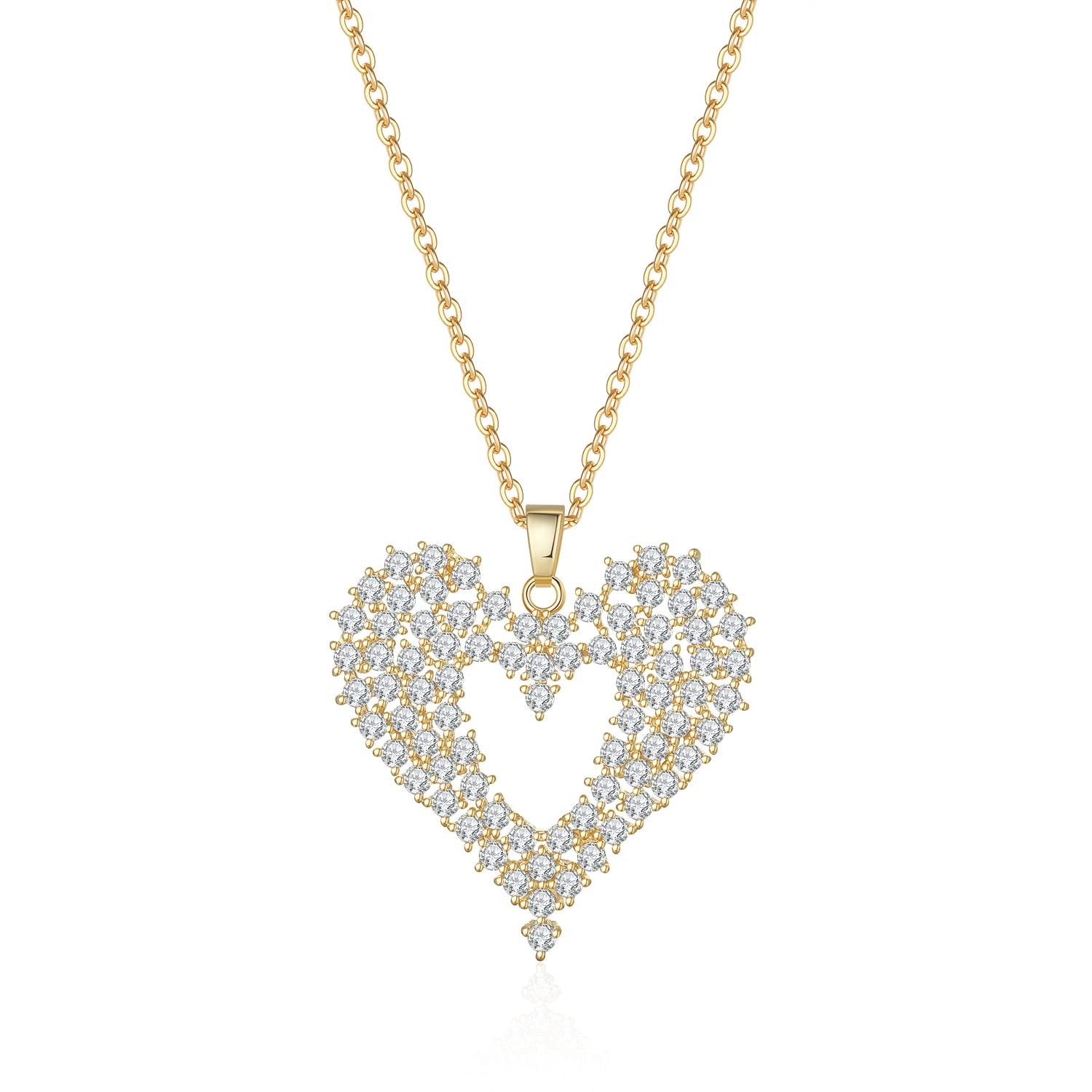 Collane Collana a Sospensione in Cristallo a Forma di Cuore Lucido Collana da Donna Banchetto di Banchetto Moda squisita Elegante Collana Gioielli Collana da Donna (Metal Color : Gold)