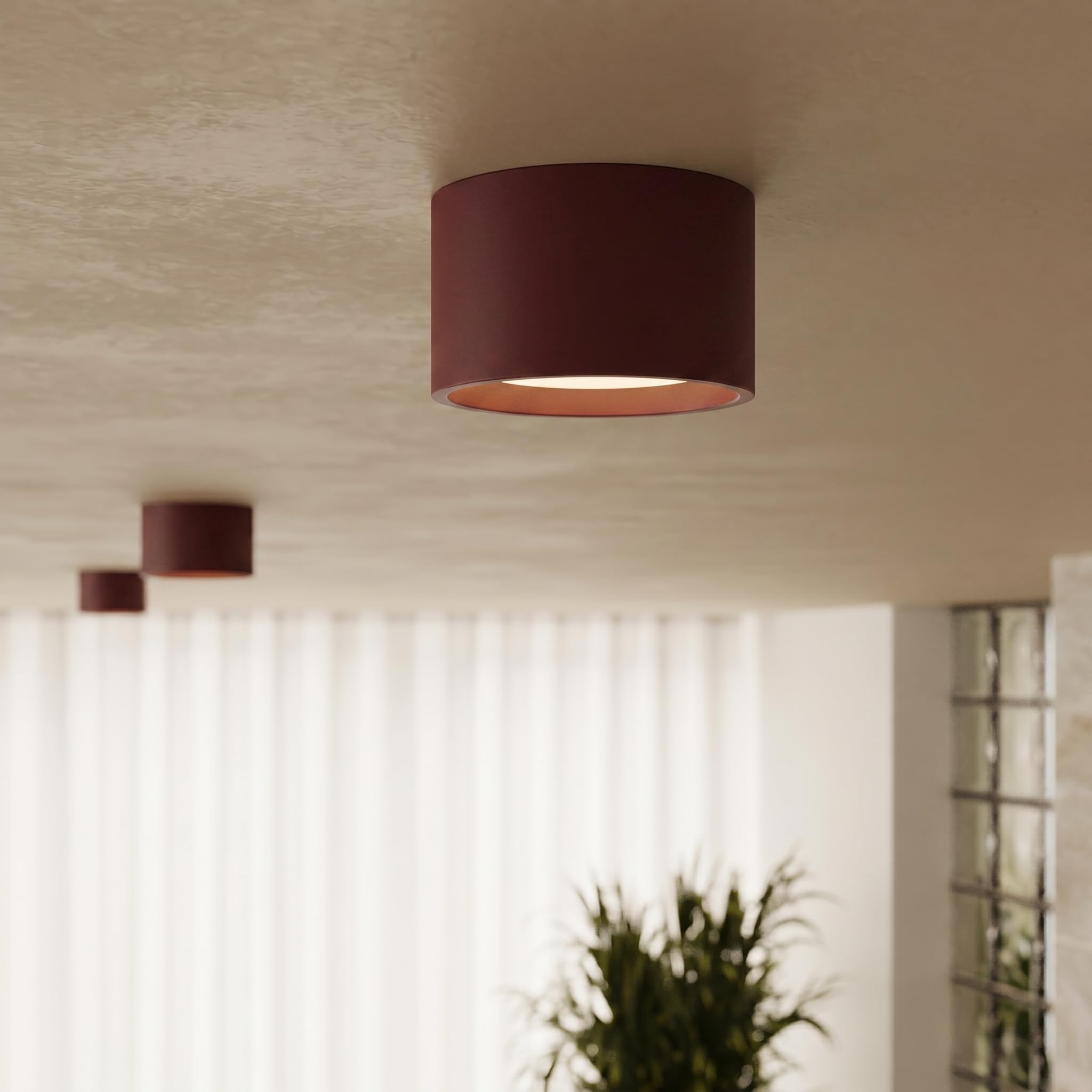 SOLLUX lighting Lámpara de techo redonda plana Gx53 LED de 2 luces Modo burdeos