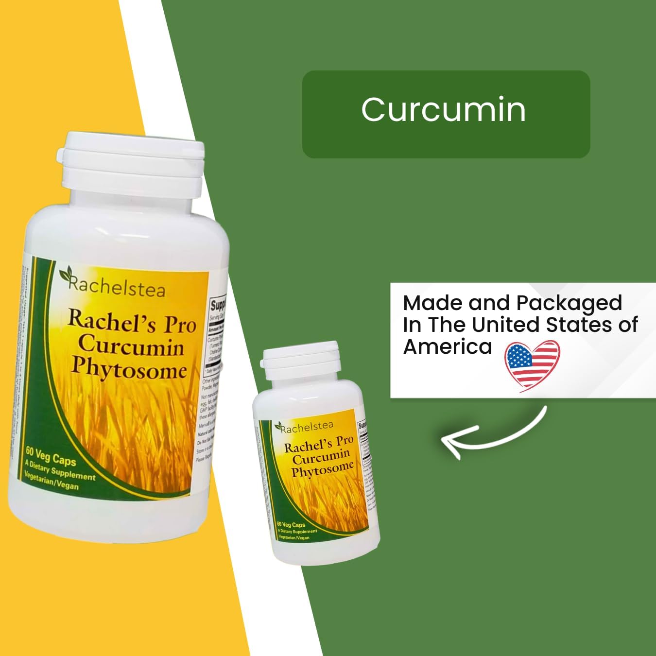 Rachel’s Pro Curcumin Phytosome - High Absorption Meriva Turmeric, Gluten-Free Curcumin Supplement, 60 Capsules for Daily Use