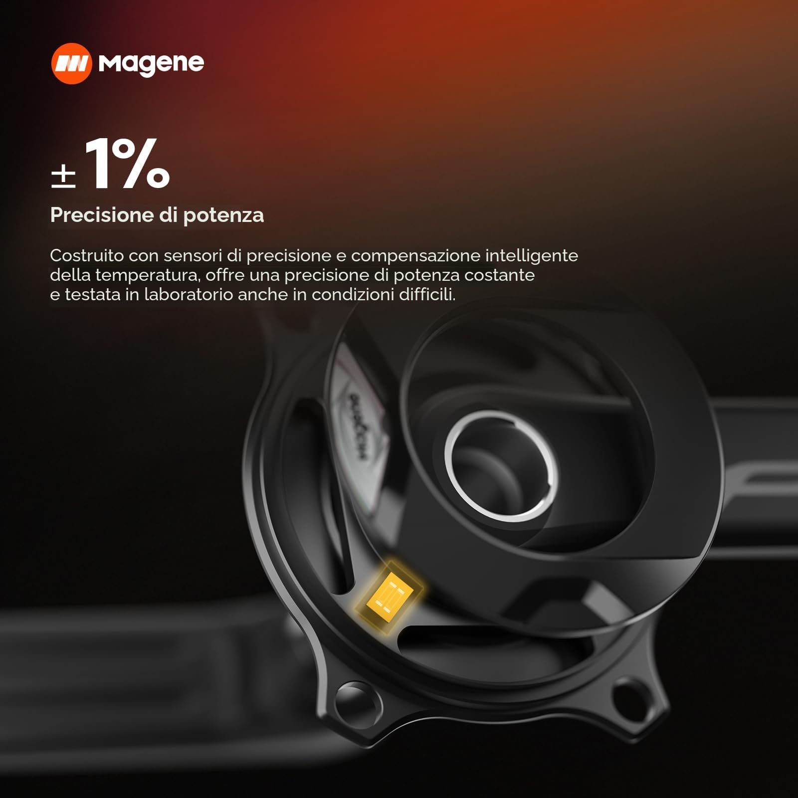 Magene PES P505/P515 Guarnitura con Misuratore di Potenza per Bicicletta, Base a 4 Bulloni, 110BCD, Bilanciamento del Pedale di Cadenza, Perno in Acciaio da 24 mm