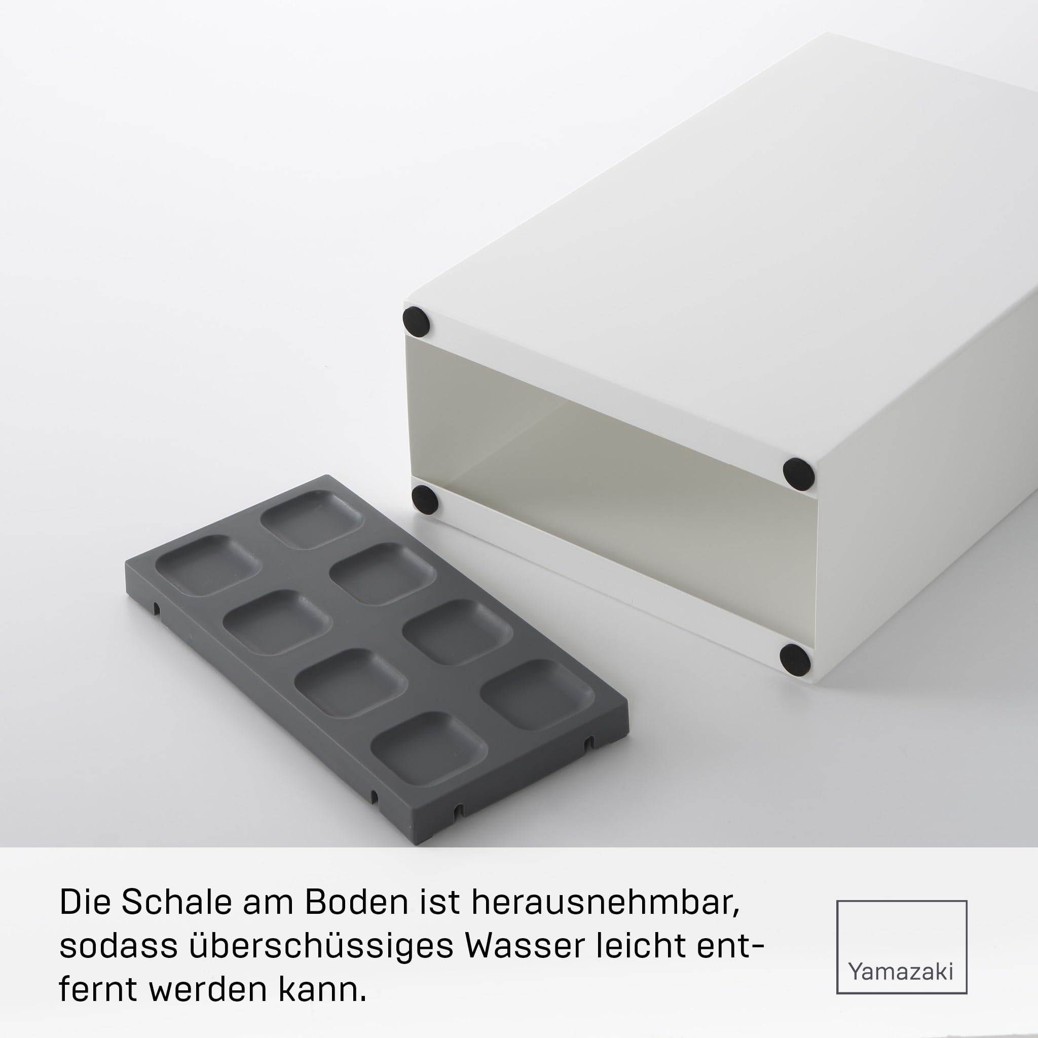 YAMAZAKI SMART Breiter Schirmständer aus Stahl - bis zu 8 Schirme, mit Abtropfschale, schmal - 12 x 23,5 x 36 cm, Japanisches Design, weiß