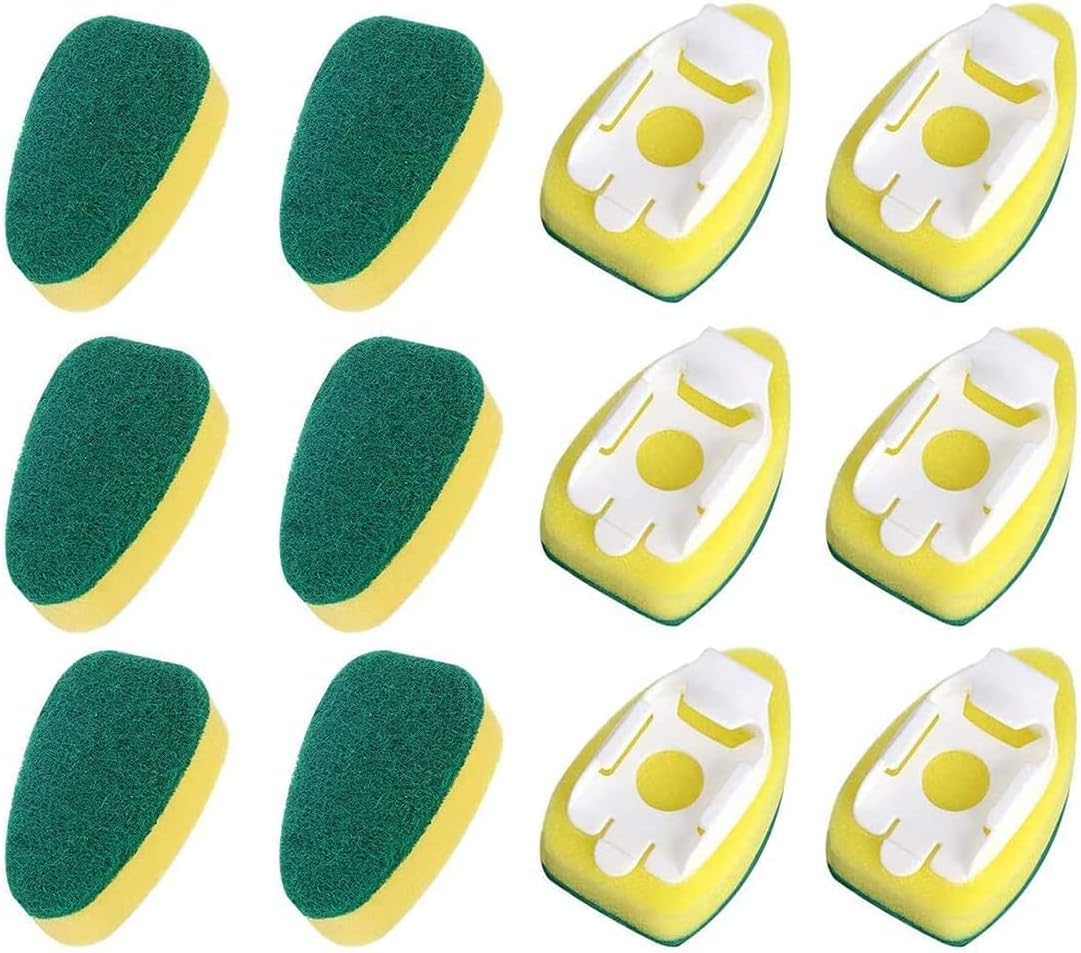 Dish Wand Refills, SUPBEC Sponge Heads Brush, Kitchen Cleaning Sponge Pads, Heavy Duty Dish Wand Brush Sponge Refills Replacement Heads for Kitchen Sink Pot Cleaning Dish Sponge (12 Pieces)