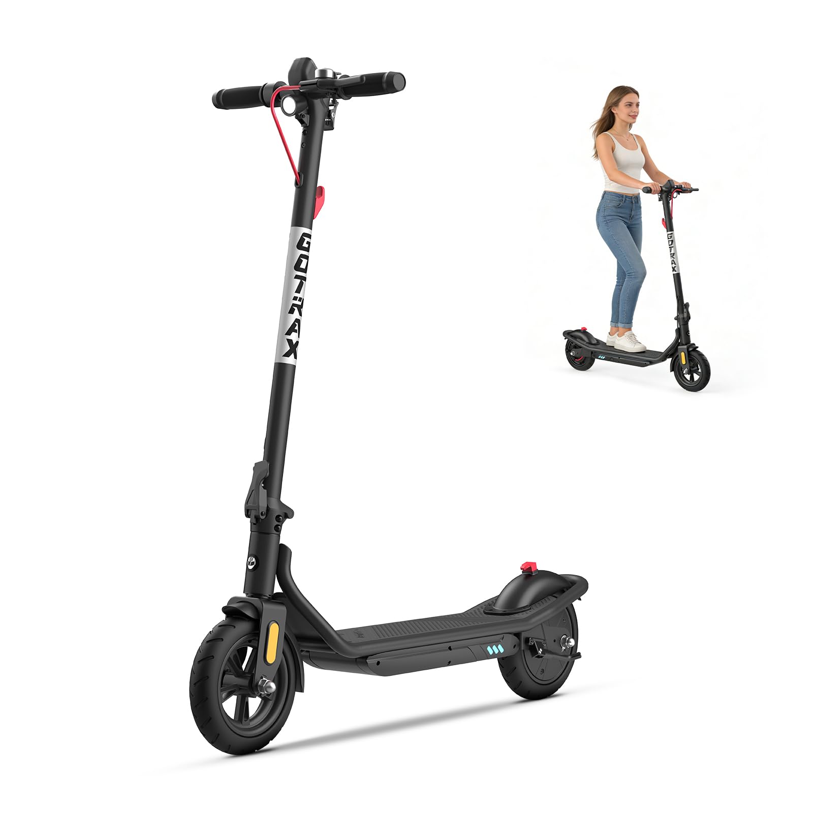 Gotrax Electric Scooter for Adults, Max 12 Mile Range & 15.5Mph by 250W Motor, 8.5" Front Air & Rear Solid Tires, Max Load 220lbs & Big Display with Cruise Control, Foldable EScooter EABS & Drum Brake