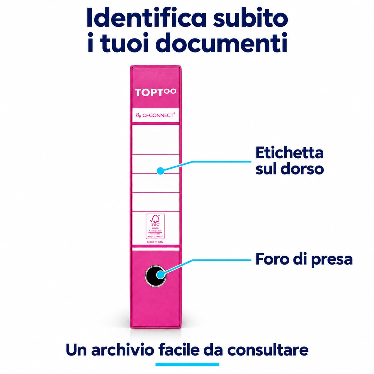 Registratori Protocollo con Custodia Confezione da 9 Pezzi Dorso 5 cm 28,5 x 35 cm Magenta FSC 0201042/PM.CL
