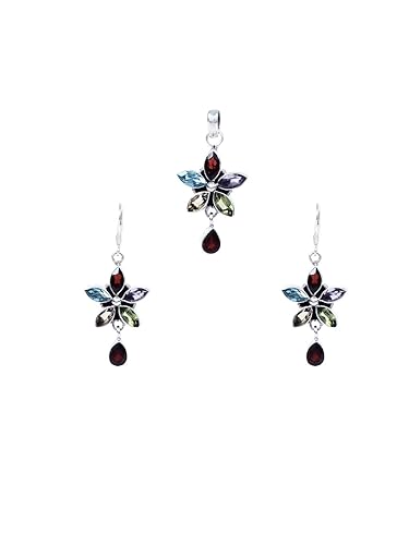 925 Amethyst, Citrine, Peridot, Topaz Garnet Gemstone Silver Locket Set