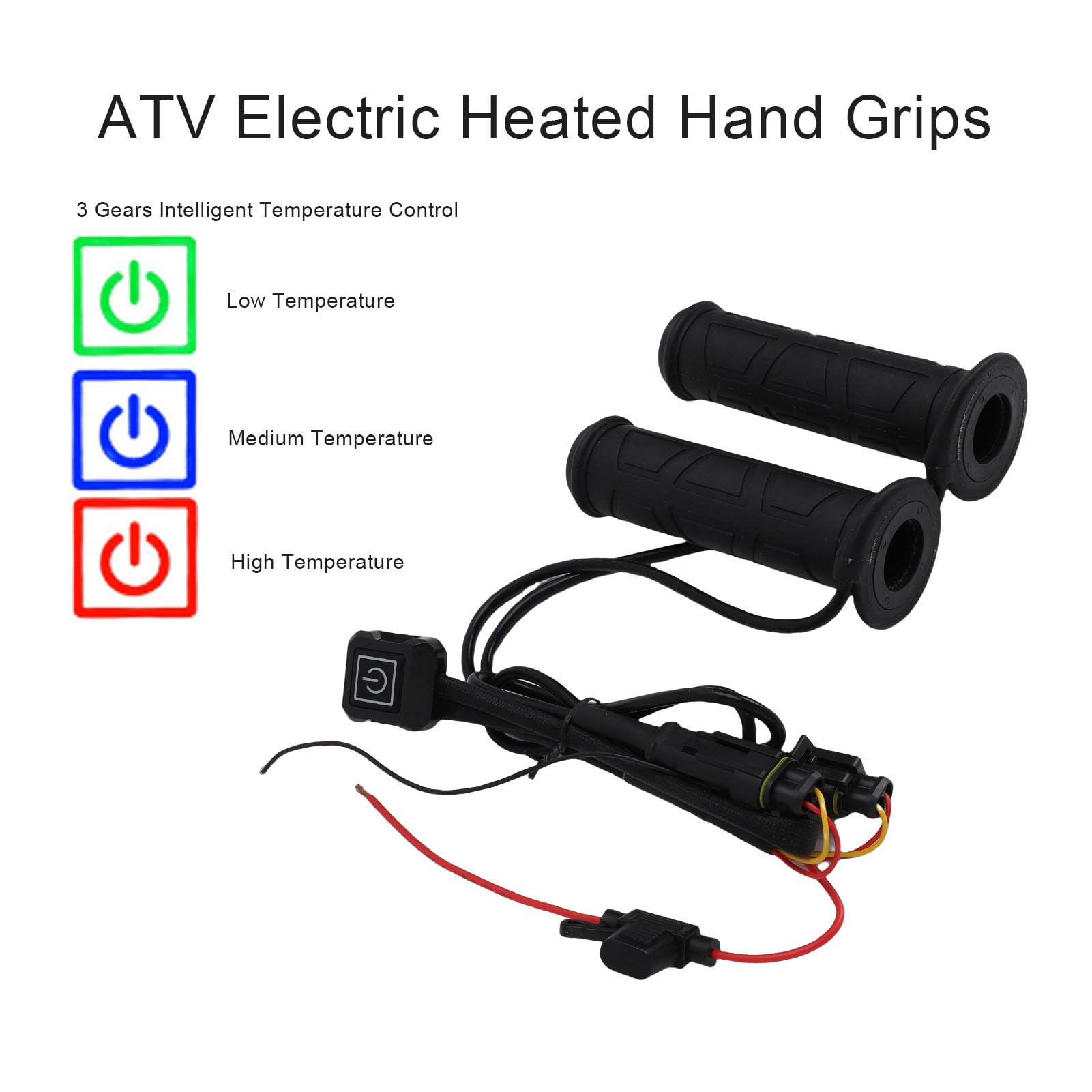 Manopole Riscaldate ATV UTV, Manopole Riscaldate ATV Antiscivolo Impermeabili e Scaldapollice, Maniglia Riscaldata Elettrica a 3 Temperature per Manubri Moto ATV 12V 22mm