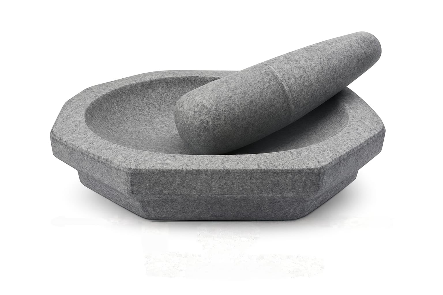 Kalvam Stone Mortar Pestle for Kitchen (8 inch), Grinder for Kitchen, Silbatta for Chutney, Ginger Garlic Crusher, Spice Grinding Khalbatta Stone - Grey
