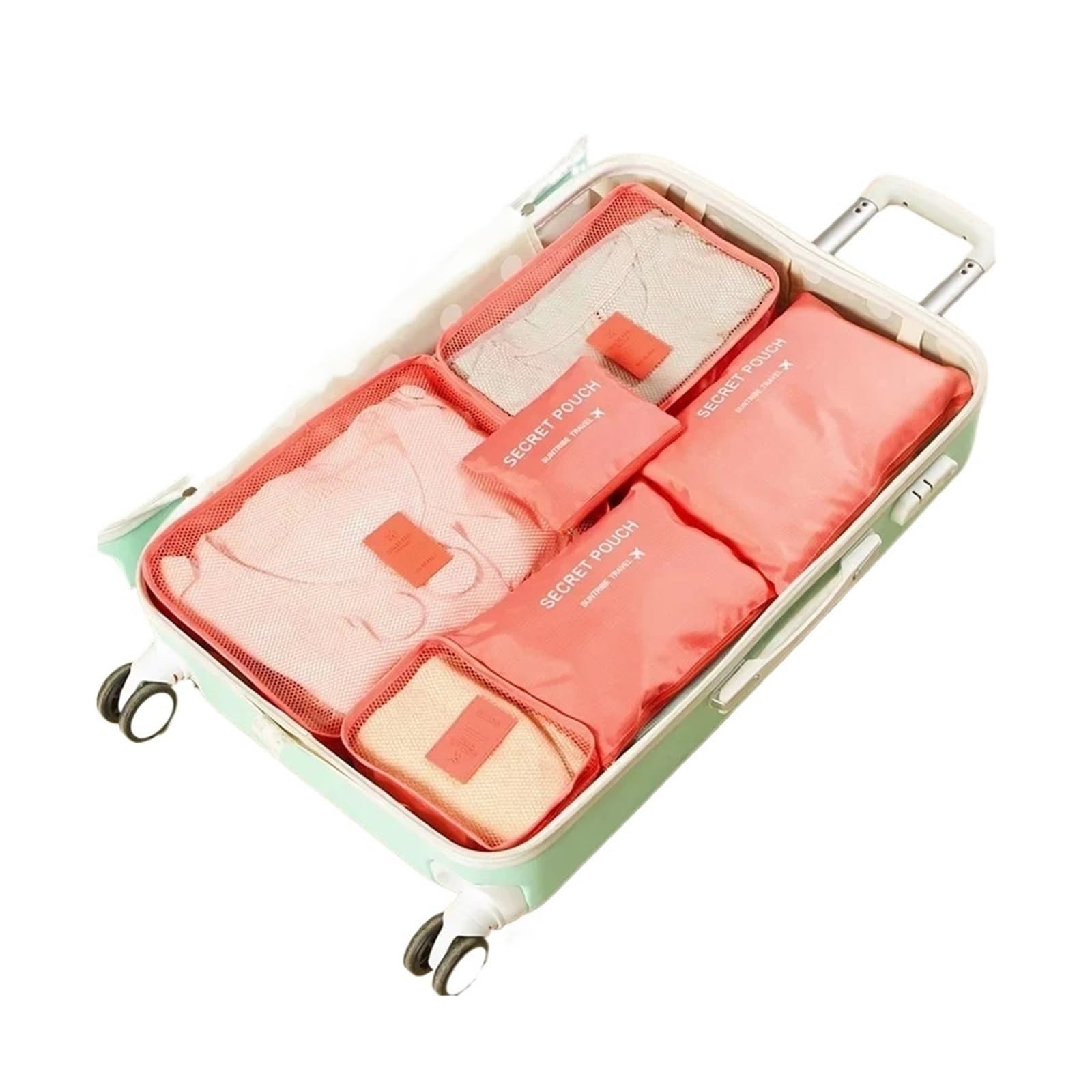 6pcs Travel Organizer Storage Bags Portable Suitcases Waterproof Luggage Packing Bag Wardrobe Clothes Shoes for Suitcases(Watermelon Red)