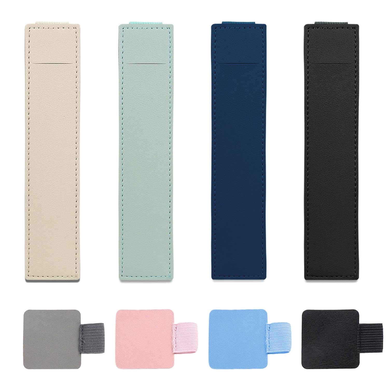 SYEYCW 8 Pcs Pen Holder for Notebook Pen Clip for Notebook PU Leather Pencil Case Holder with Elastic Band