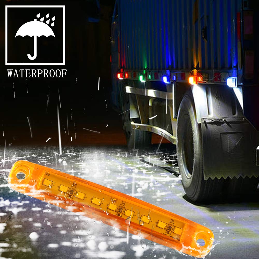 10pcs Ambra Luce di Posizione Laterale 9LED Luci di Avvertimento del Rimorchio Laterale Luci di Posizione del Camion 3.9" Luci di Ingombro Spia per Rimorchio del Veicolo 12-24V