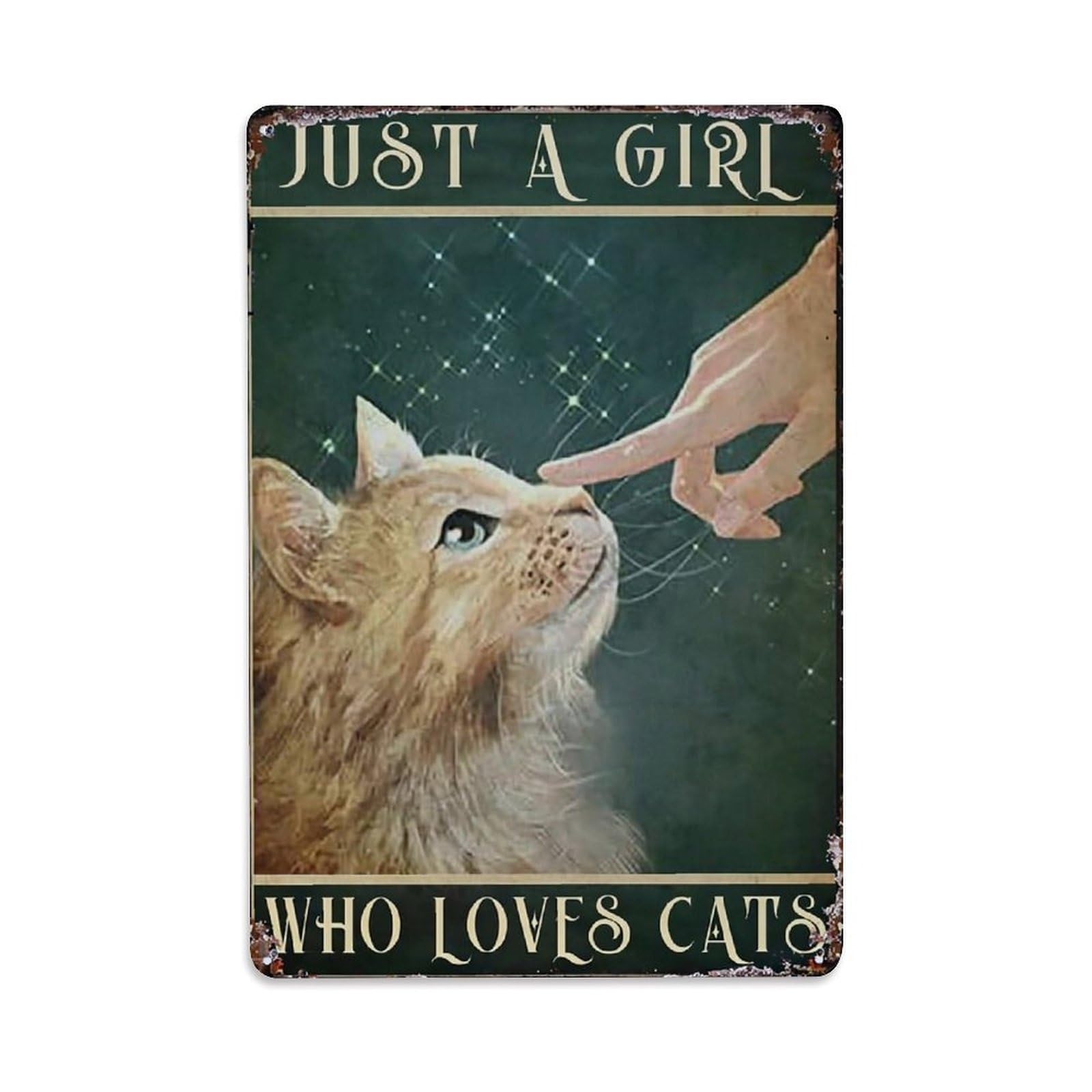 Jdfenggu Girls Vintage Just A Who Loves Cats Retro Metal Tin Sign, Metal Poster For Bar, Home, Man Cave, Kitchen, Laundry Room Art Decor 8X12 Inch