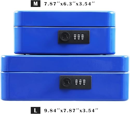 Miniatura 7 de xydled Caja fuerte de acero con cerradura de combinación, caja fuerte para dinero con bandeja extraíble para monedas, tamaño mediano, 7.87 x 6.30 x