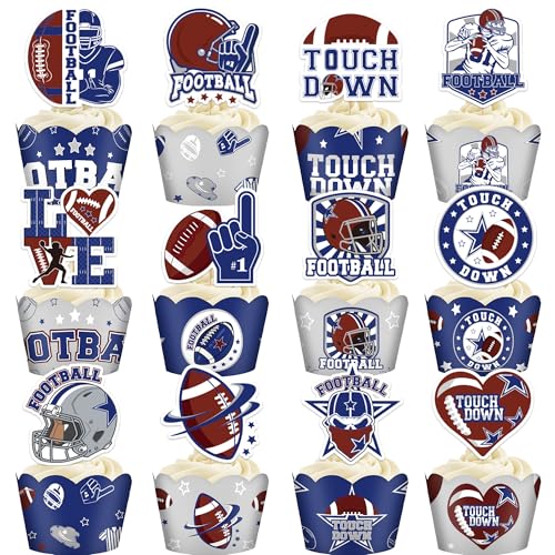 Hokinaa Cowboy Football Birthday Decorations - 48 Pcs American Rugby Sports