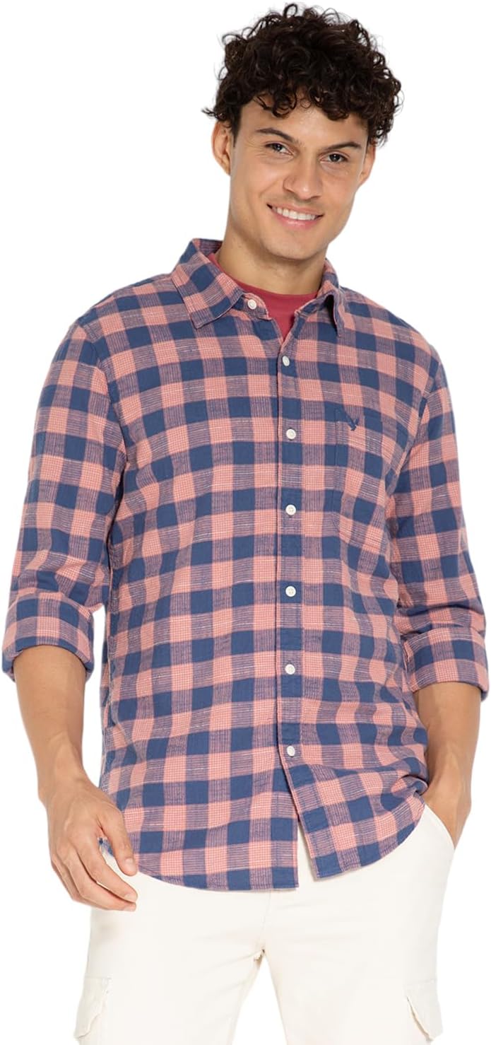 American EagleMen's Checkered Slim Fit Shirt