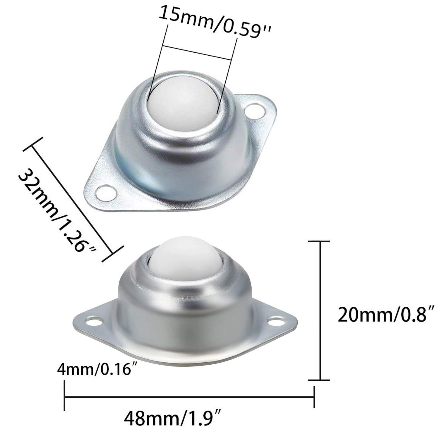 Bisagra de acero inoxidable 316 con 4 orificios de 41 x 41 mm de 2 mm