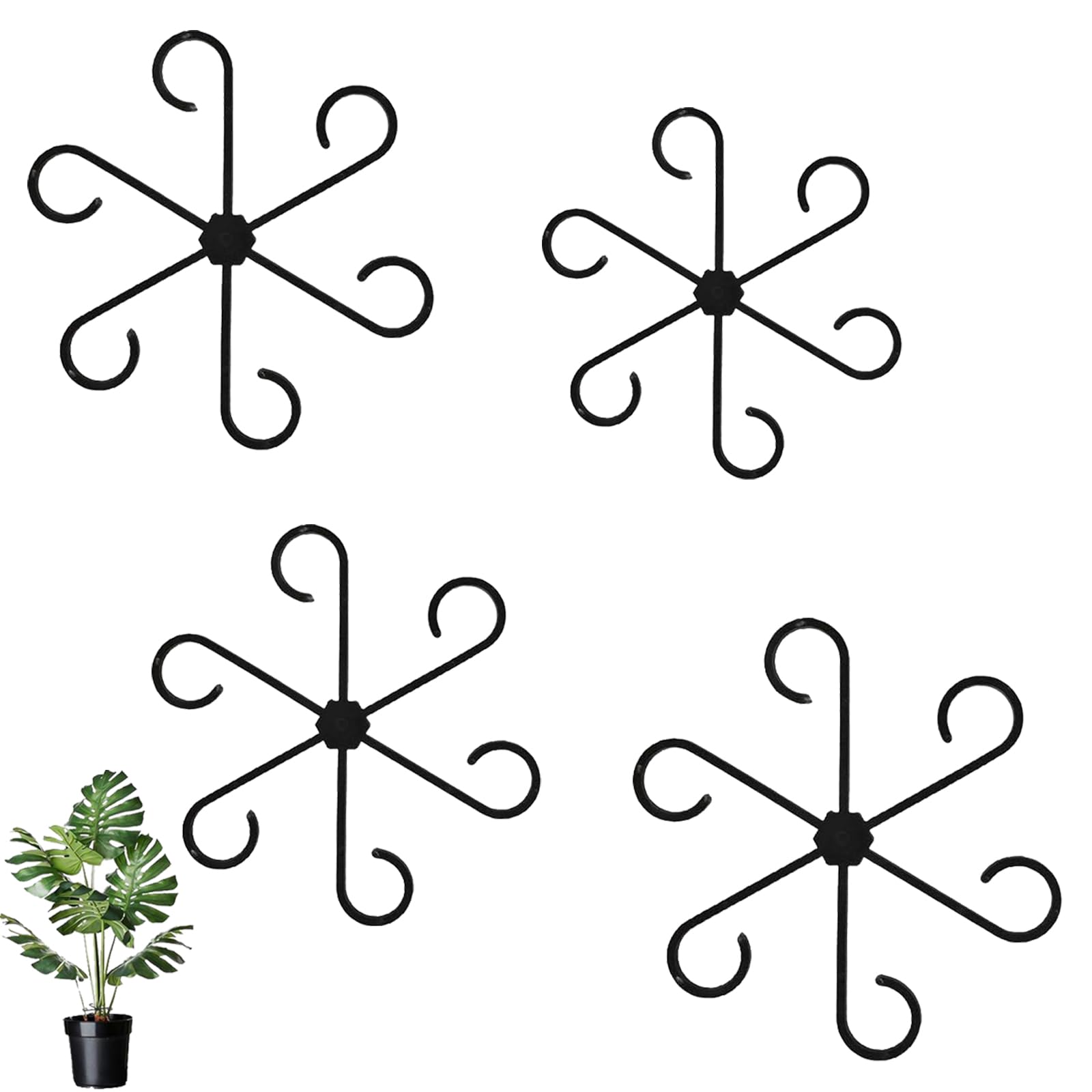shweehon 12 PCS Plant Supports for Indoor Plants, Monstera Support, Indoor Plant Support, Reusable Plastic Plant Support, for Monarch Climbing Supports and Hydrangea Orchid(Black)