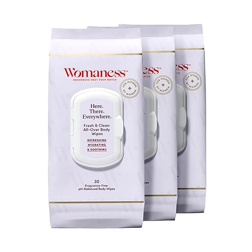 Womaness Toallitas femeninas Here There Everywhere - Toallitas refrescantes e hidratantes para la menopausia, toallitas refrescantes e hidratantes,