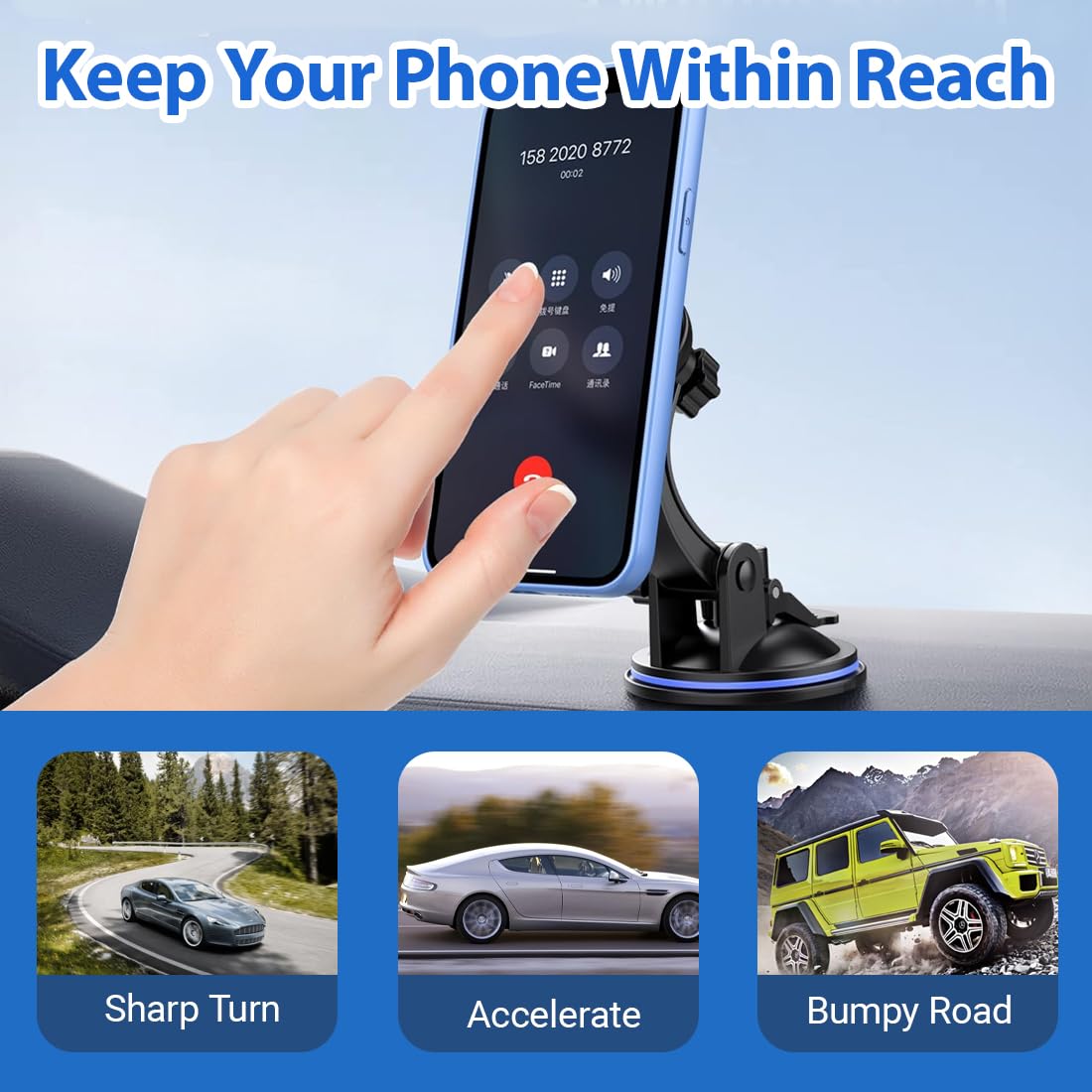 GXGM Adattatore universale compatibile con Quad Lock – Supporto rapido per smartphone, moto, bicicletta, auto e accessori