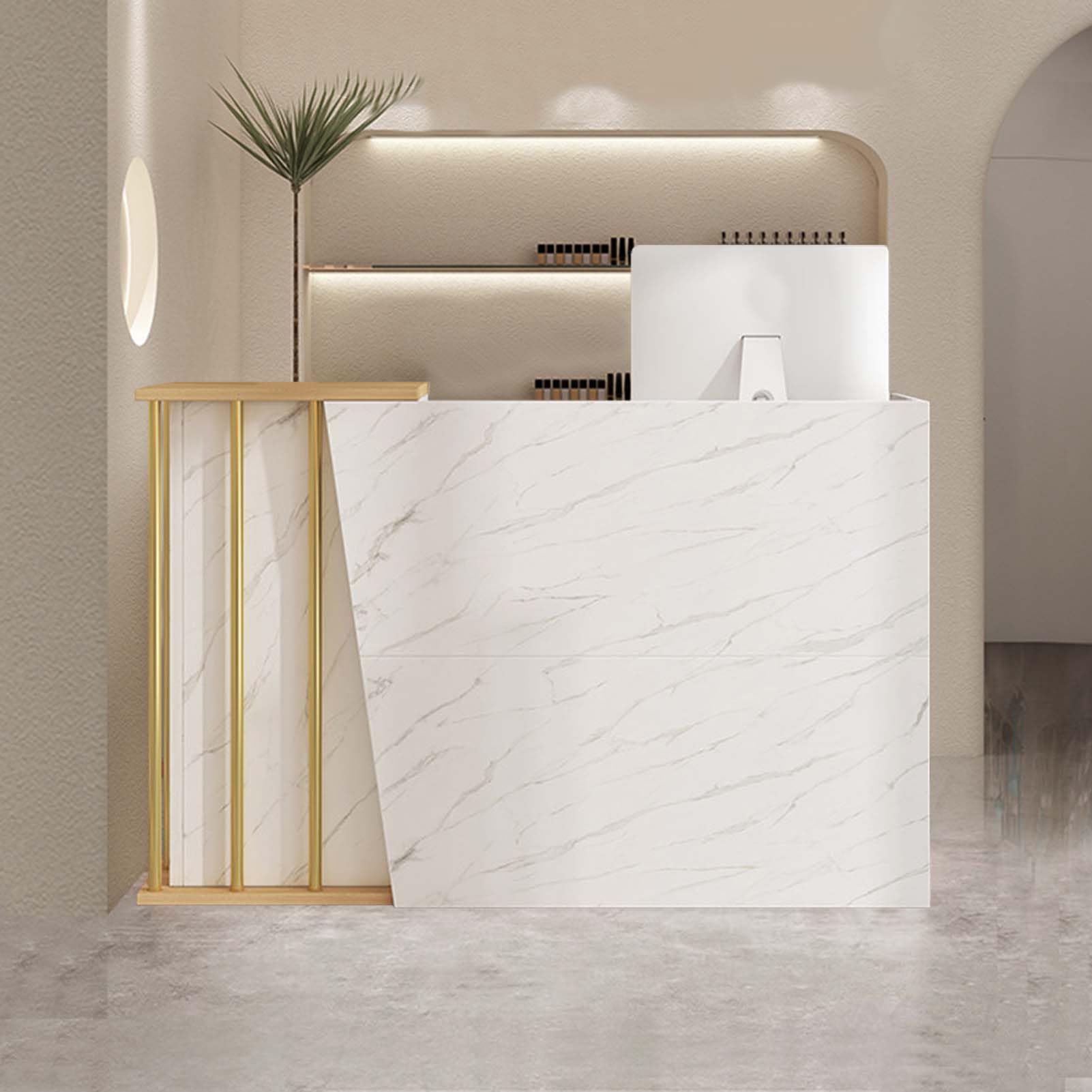 Mostrador Recepciones Peluqueria Mesa De Mostrador con Gran Espacio De Almacenaje para SalóN Tienda Hotel Supermercados Tiendas De Ropa(Size:120CM,Color:b)