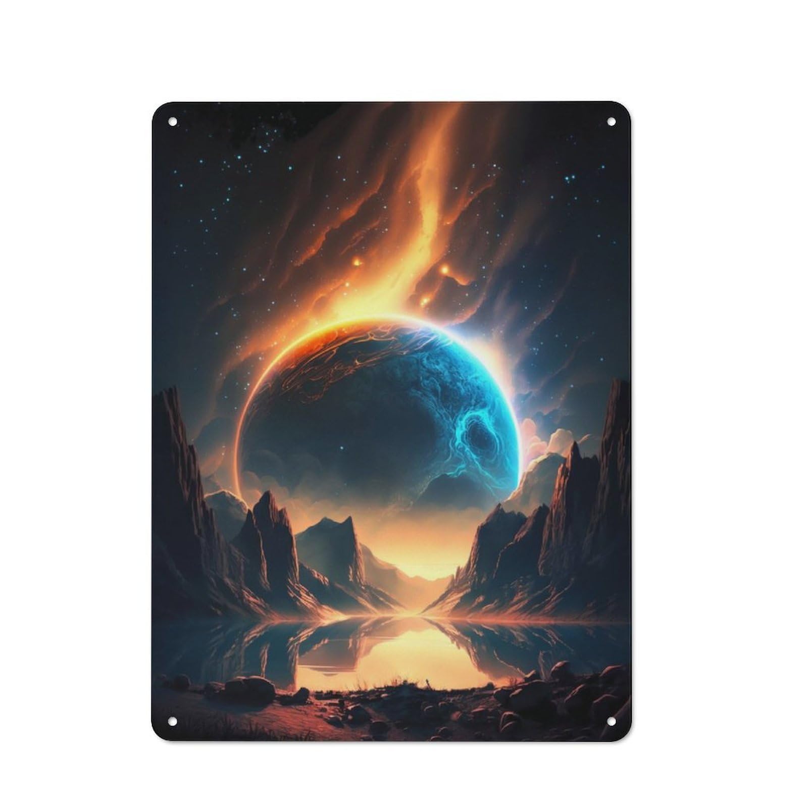 Junmoney Cosmic Sanctuary Landscape Retro Tin Sign 40X30cm Featuring For Bar Or Restaurant, For Metal Sign Collectors, For Garage And Workshop Walls