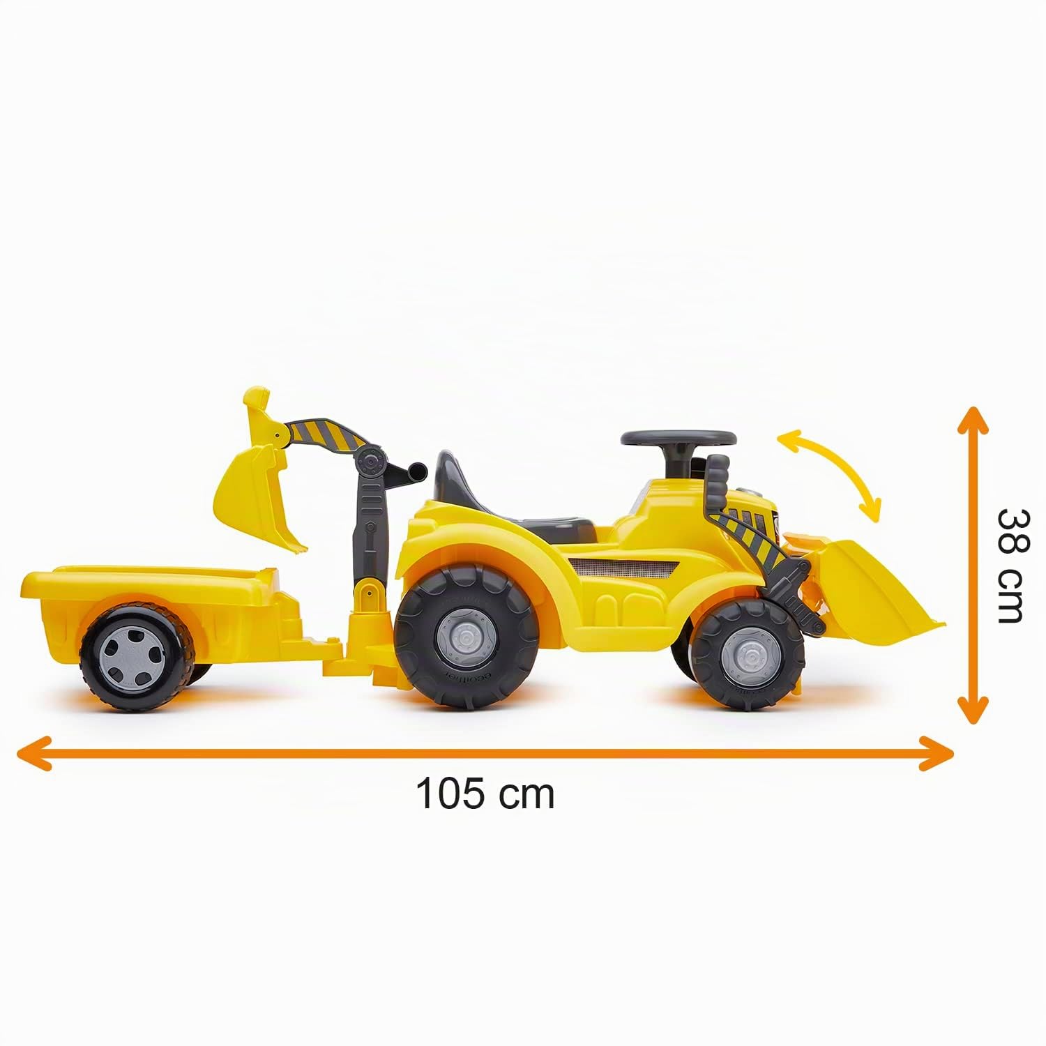 Jouets Ecoiffier - 498 - Porteur Tracto Pelle avec remorque -Jeu de Plein air pour Enfants - 12-36 Mois - Origine France Garantie